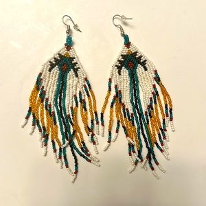 Gorgeous Native beaded earrings from the Blackfeet tribe.